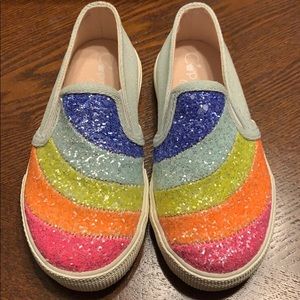 Cupcake Couture girls sz 9 rainbow glitter slip-on